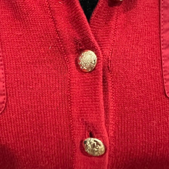 Women’s Lauren Ralph Lauren Red Knit Top Sweater with Gold Buttons Size Small - Picture 8 of 12
